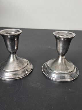 Towle Pair of Silverplate Metal Candle Holders - Classic Home Accent 3.75"
